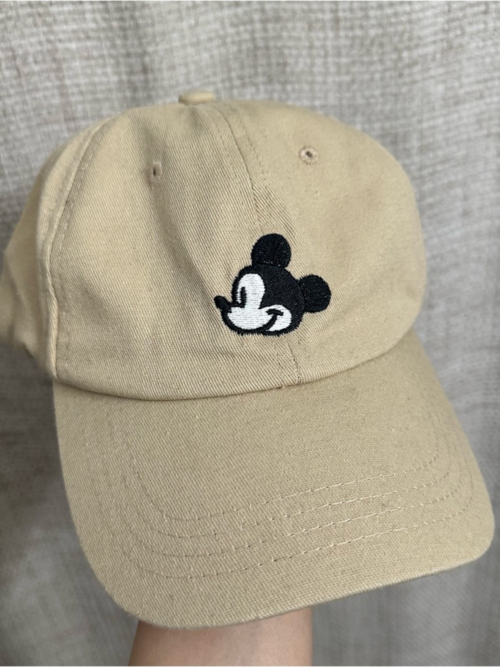 Disney Mickey Mouse Embroidered Baseball Dad Hat Adjustable Adult Unisex Tan